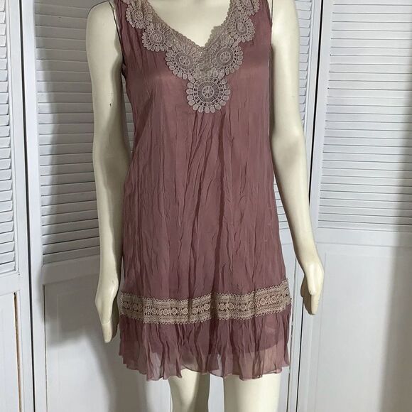 Vintage Y2K Double Layered Chiffon Crochet Knit Dress Medium - Picture 13 of 15